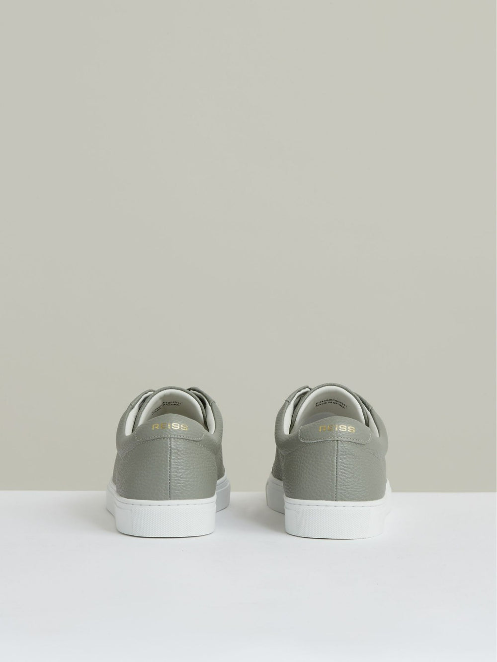 Men Tumbled-Leather Low-Top Trainers in Mint Green