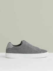 Men Suede Slip-On Elasticated Trainers in Grey
