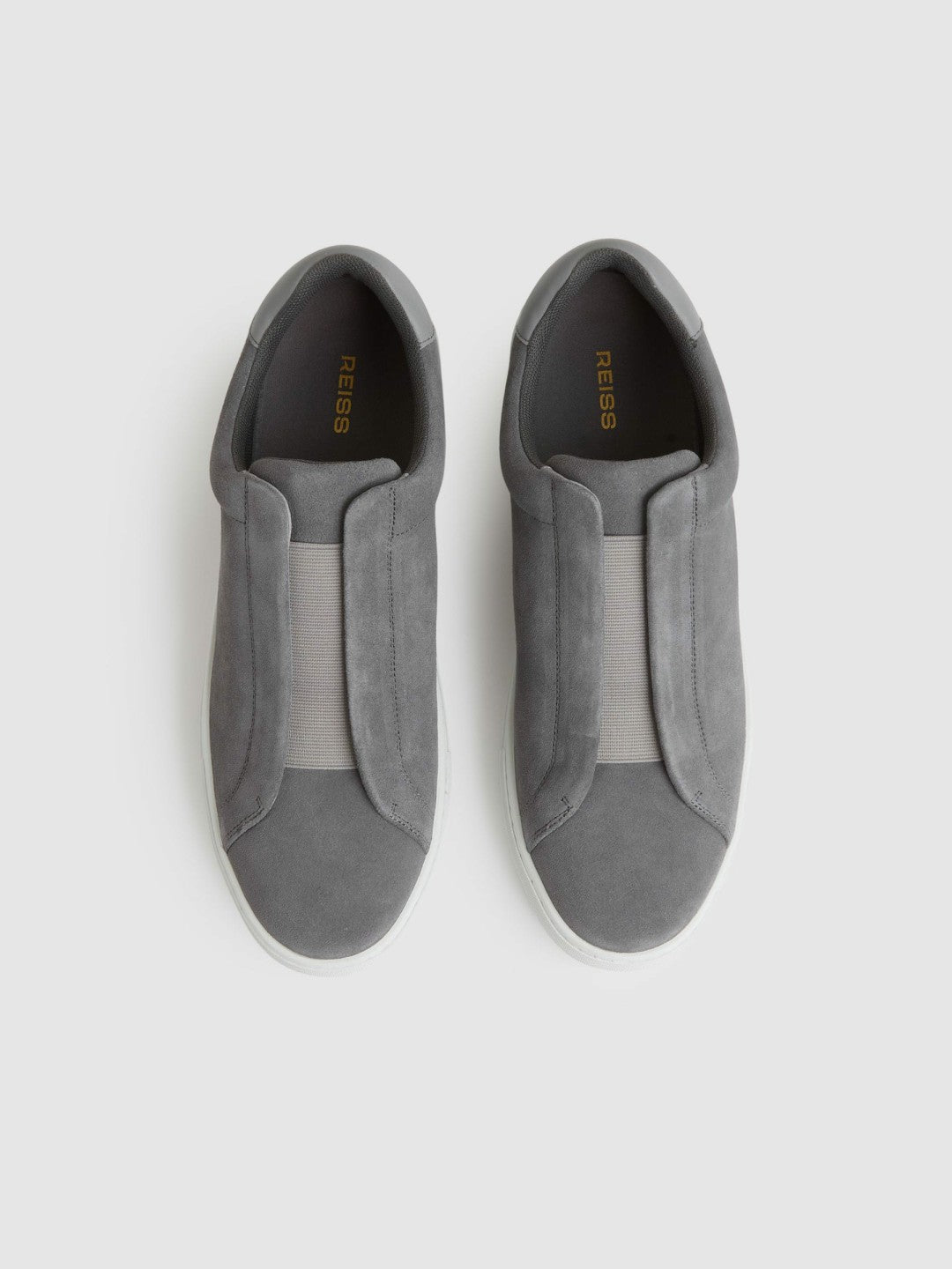 Men Suede Slip-On Elasticated Trainers in Grey