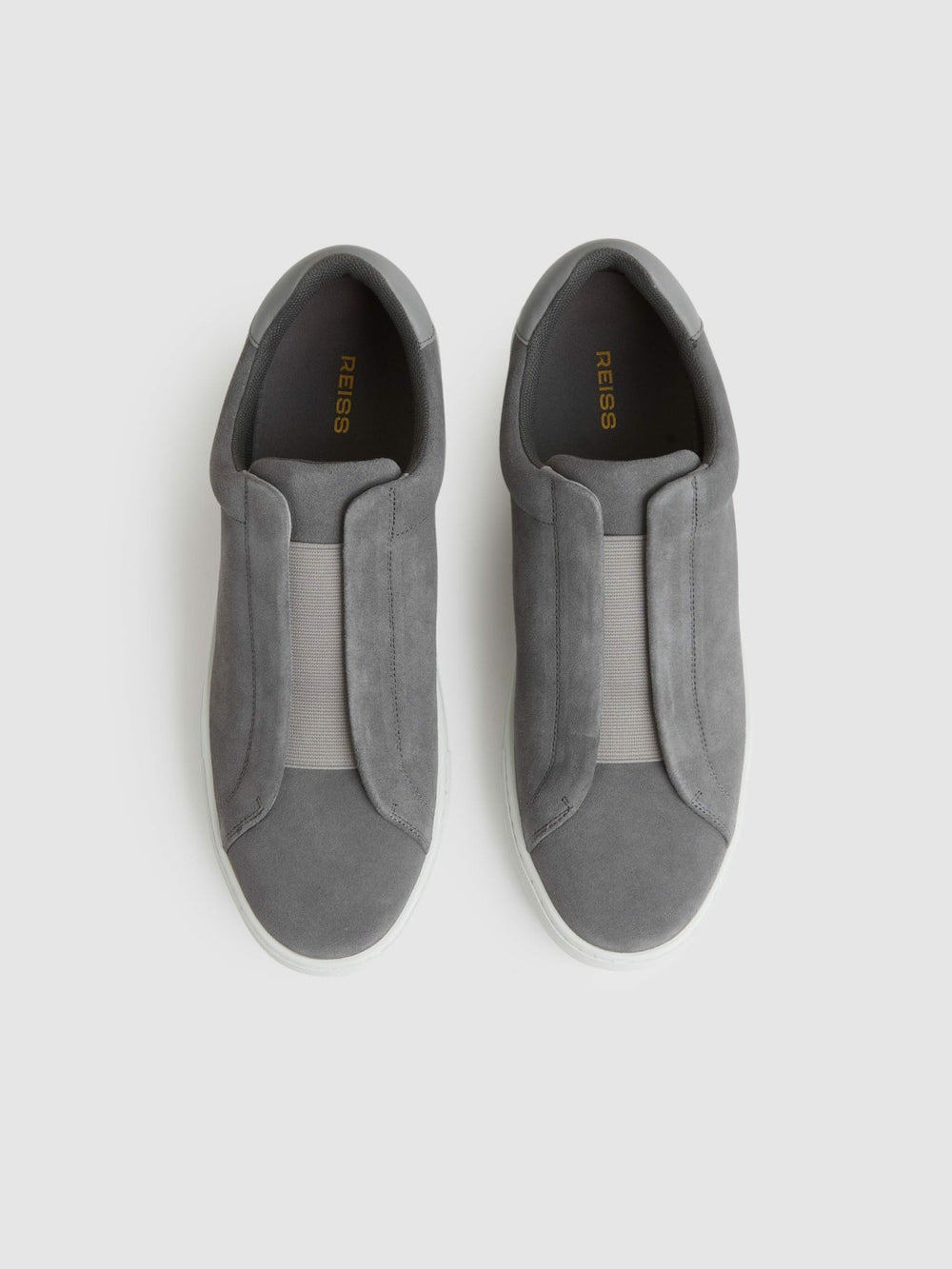 Men Suede Slip-On Elasticated Trainers in Grey