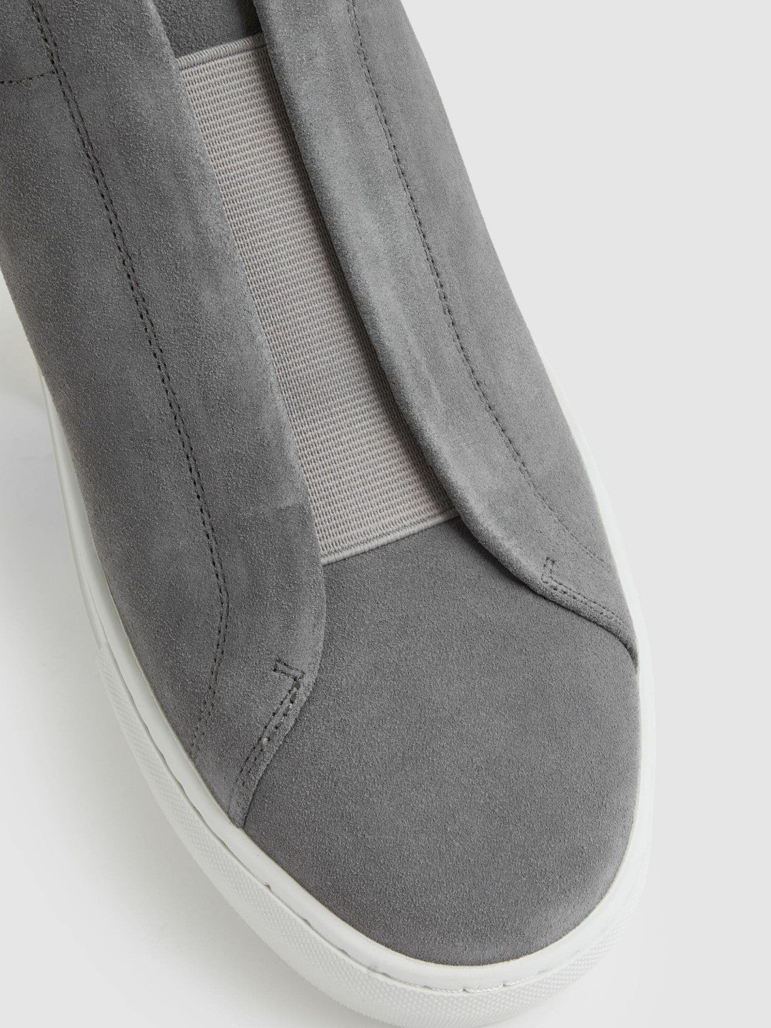 Men Suede Slip-On Elasticated Trainers in Grey