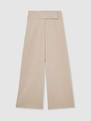 Women Lyocell-Linen Wide-Leg Trousers in Neutral