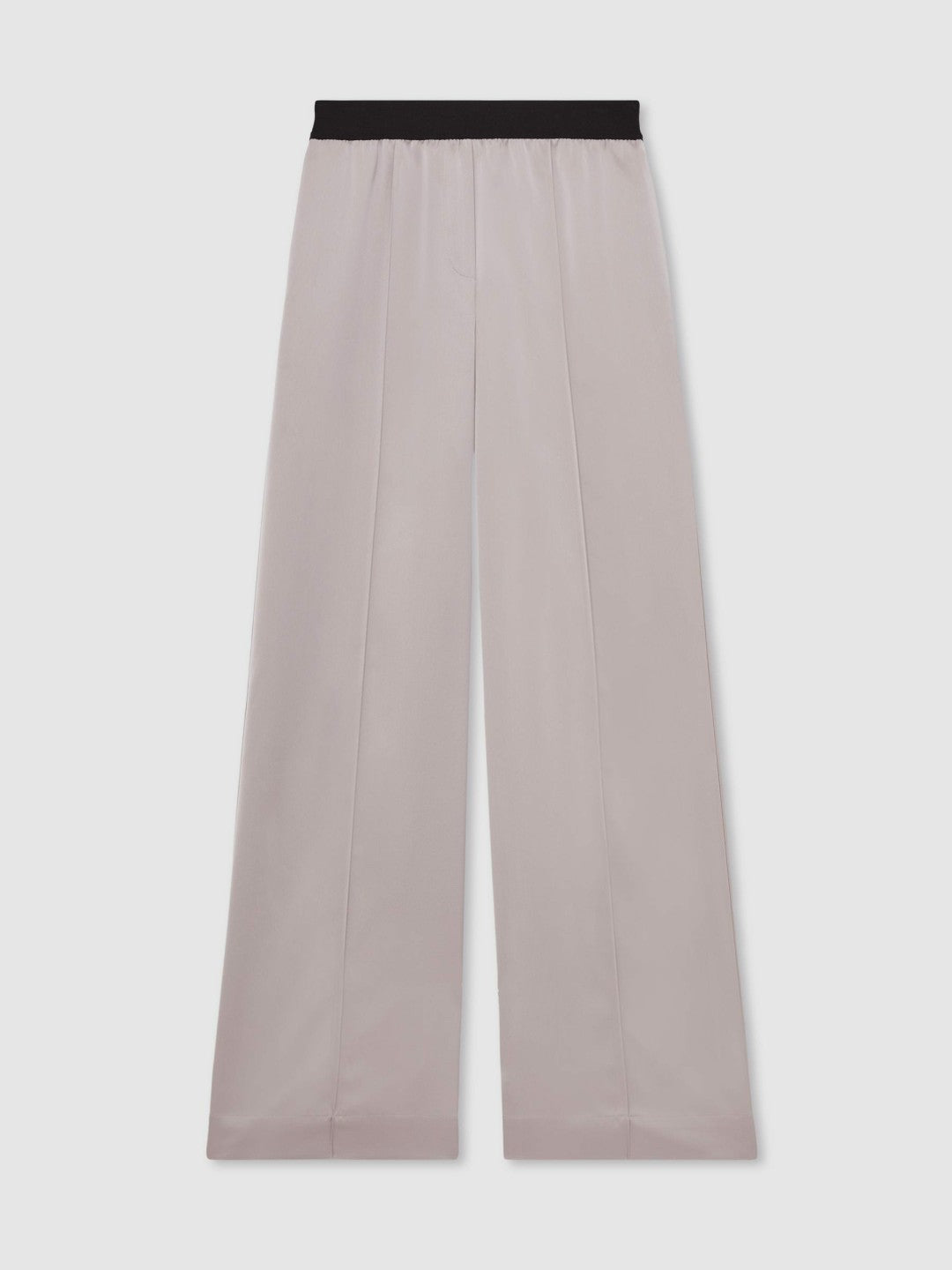 Women Satin Wide Leg Elastic Waist Trousers in Grey