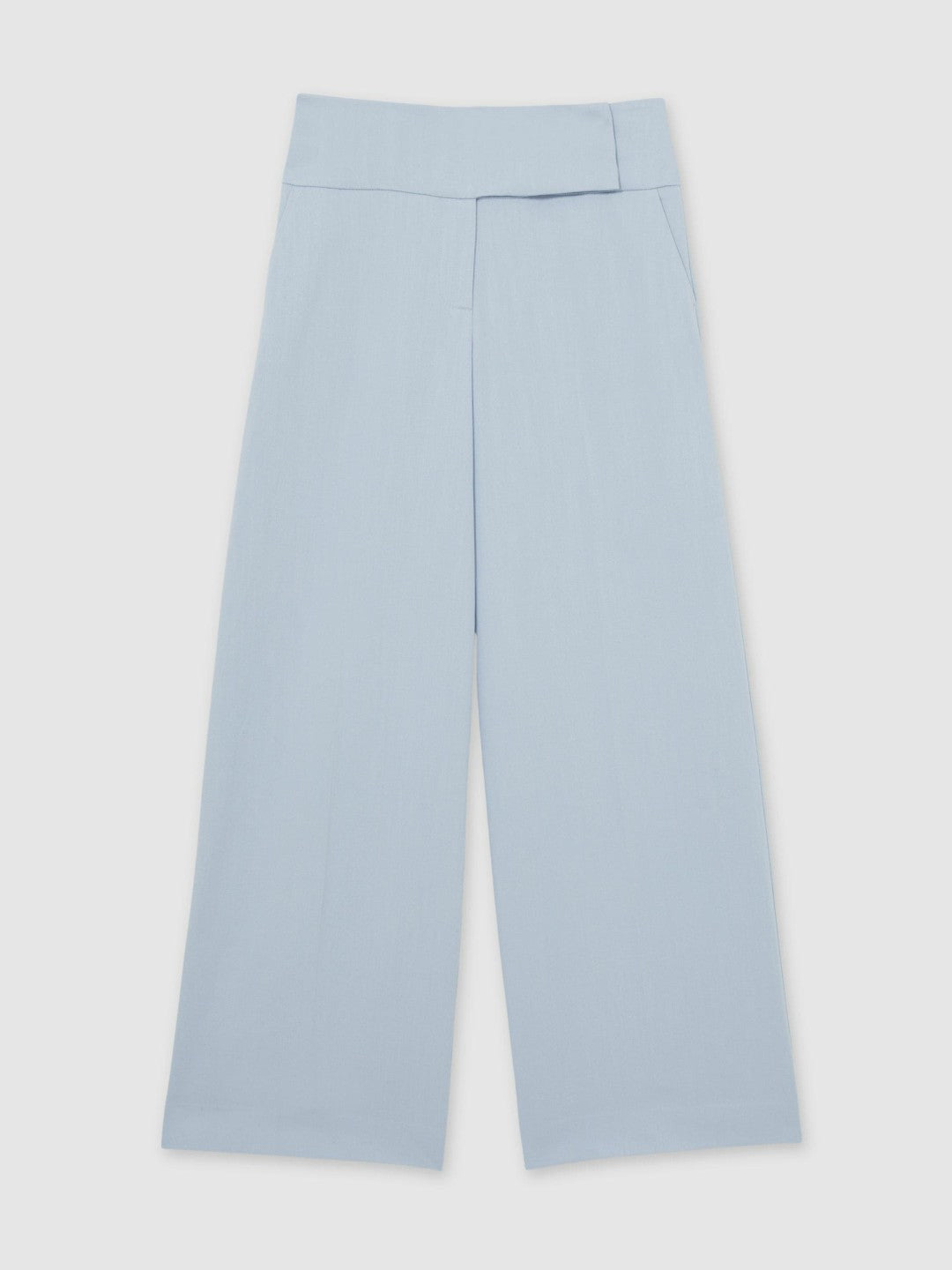 Women Lyocell-Linen Wide-Leg Trousers in Blue