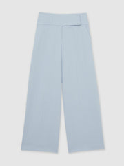 Women Lyocell-Linen Wide-Leg Trousers in Blue