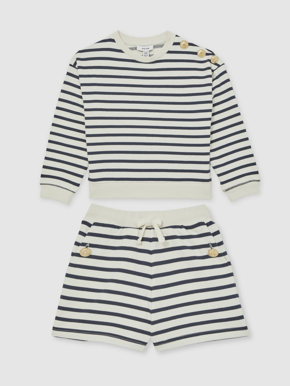 Children & Baby 9-13 yrs Stripe Sweatshirt and Shorts Set Cotton-Blend in Navy/Ivory