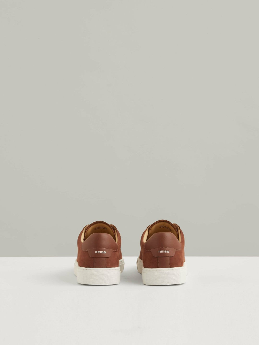 Men Nubuck Leather Low-Top Trainers in Brickwood Red