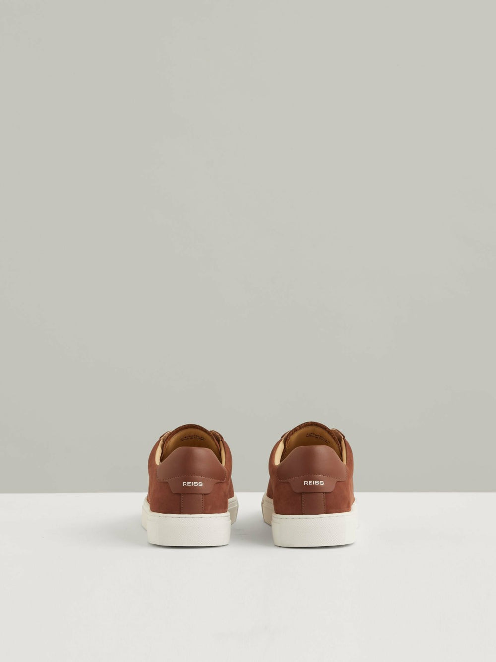 Men Nubuck Leather Low-Top Trainers in Brickwood Red