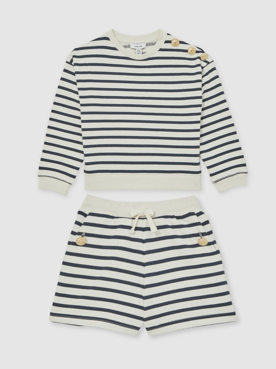 Children & Baby 13-14 yrs Stripe Sweatshirt and Shorts Set Cotton-Blend in Navy/Ivory