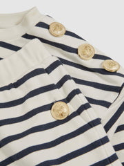 Children & Baby 13-14 yrs Stripe Sweatshirt and Shorts Set Cotton-Blend in Navy/Ivory