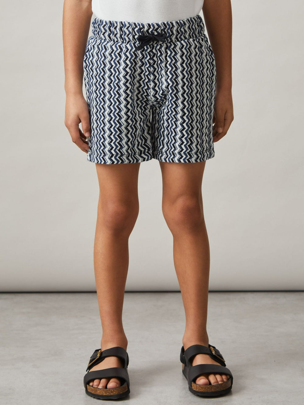 Children & Baby 3-9 yrs Zig-Zag Knit Drawstring Shorts in Blue