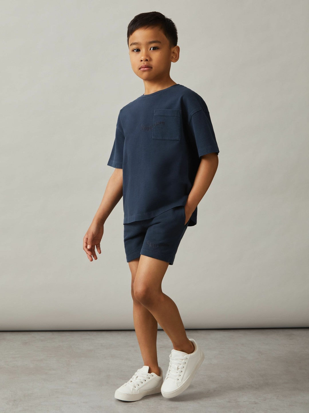 Children & Baby 9-13 yrs Cotton Brand-Embroidered Shorts in Washed Navy