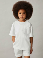 Children & Baby 13-14 yrs Cotton Palm-Embroidery Oversize T-Shirt in Off White