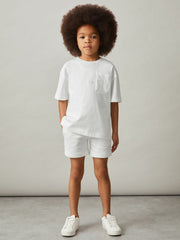 Children & Baby 13-14 yrs Cotton Palm-Embroidery Oversize T-Shirt in Off White