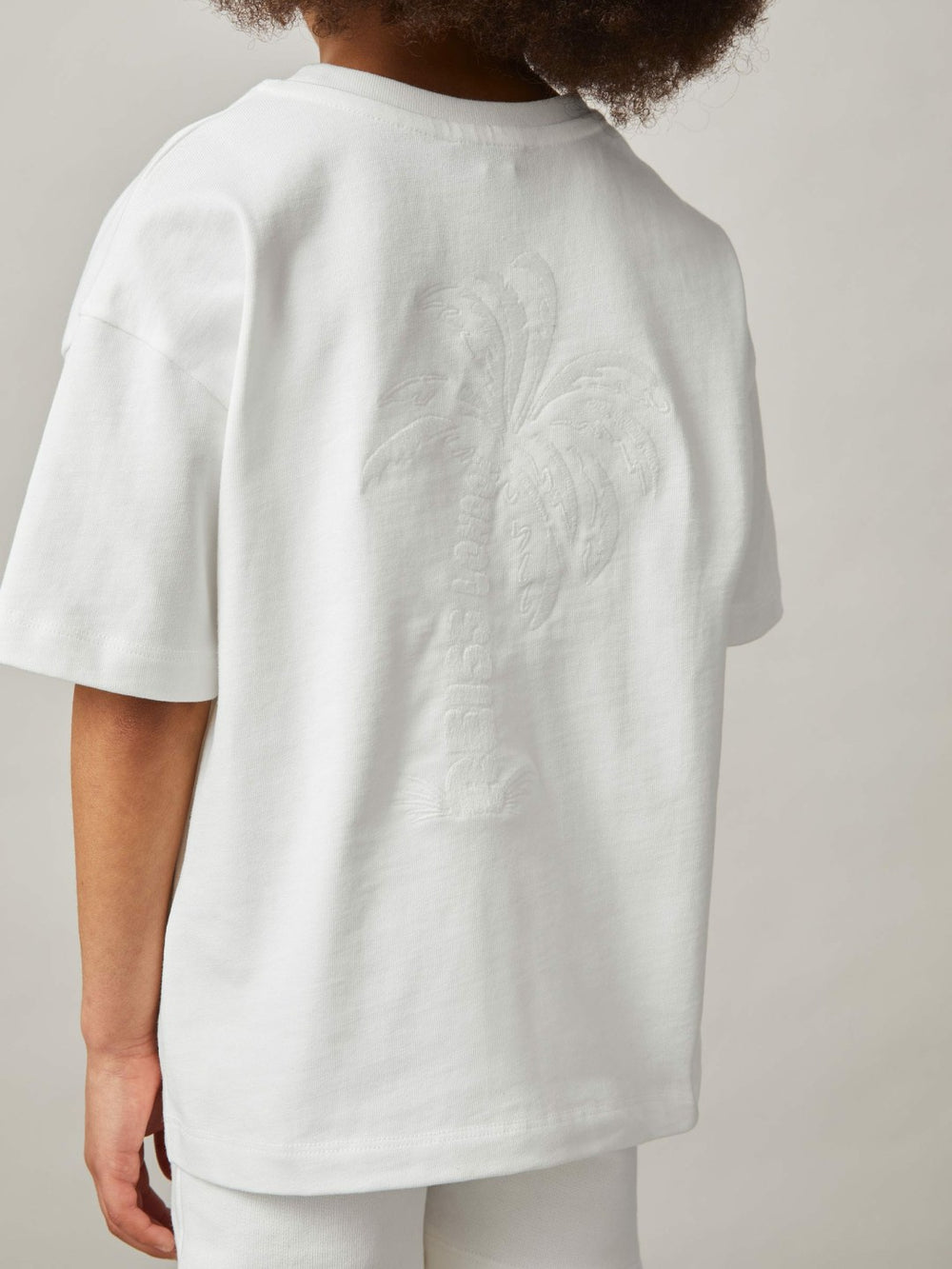 Children & Baby 13-14 yrs Cotton Palm-Embroidery Oversize T-Shirt in Off White