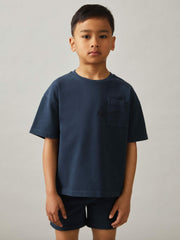 Children & Baby 13-14 yrs Cotton Palm-Embroidery Oversize T-Shirt in Washed Navy