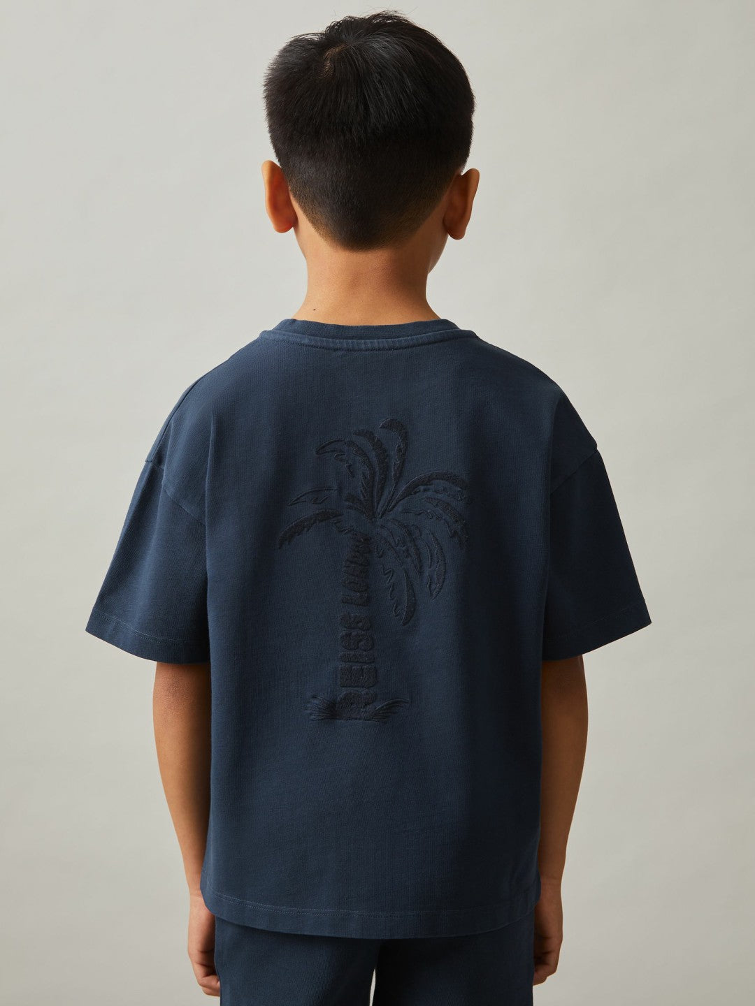 Children & Baby 13-14 yrs Cotton Palm-Embroidery Oversize T-Shirt in Washed Navy
