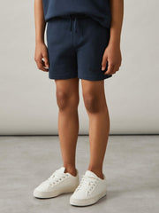 Children & Baby 3-9 yrs Cotton Brand-Embroidered Shorts in Washed Navy