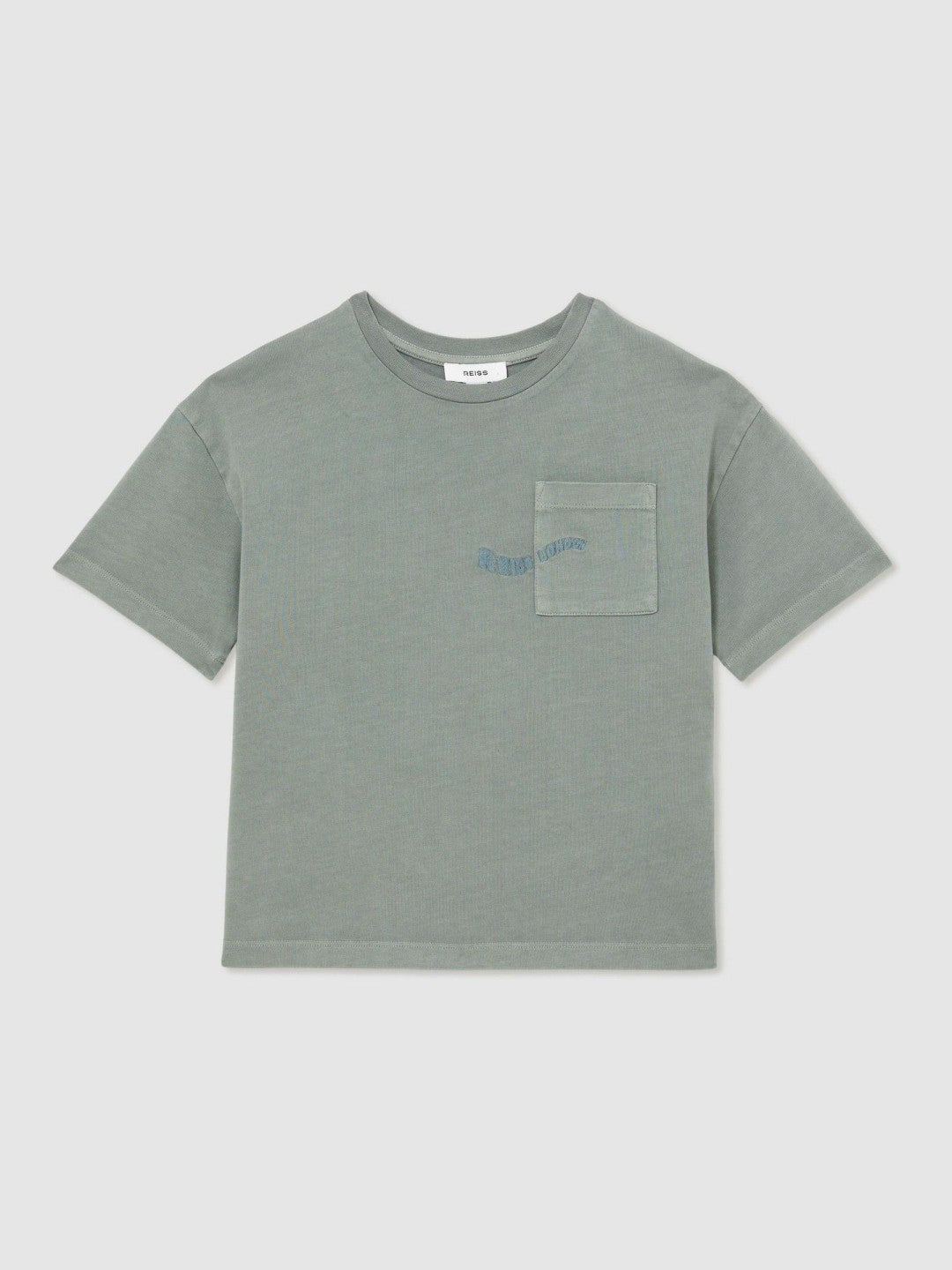 Children & Baby 3-9 yrs Cotton Palm-Embroidery Oversize T-Shirt in Washed Sage