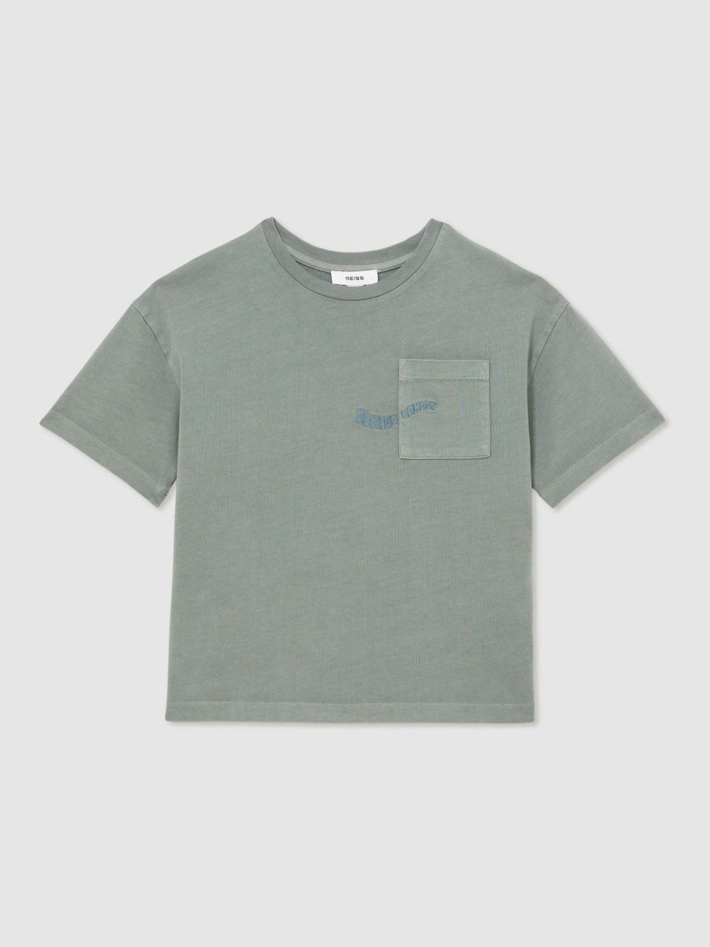 Children & Baby 3-9 yrs Cotton Palm-Embroidery Oversize T-Shirt in Washed Sage