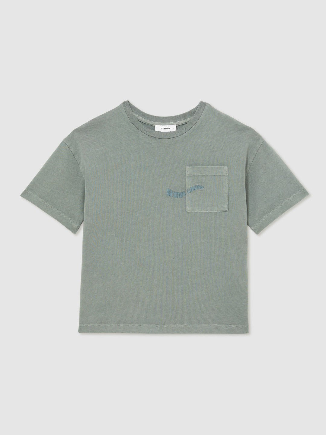 Children & Baby 13-14 yrs Cotton Palm-Embroidery Oversize T-Shirt in Washed Sage
