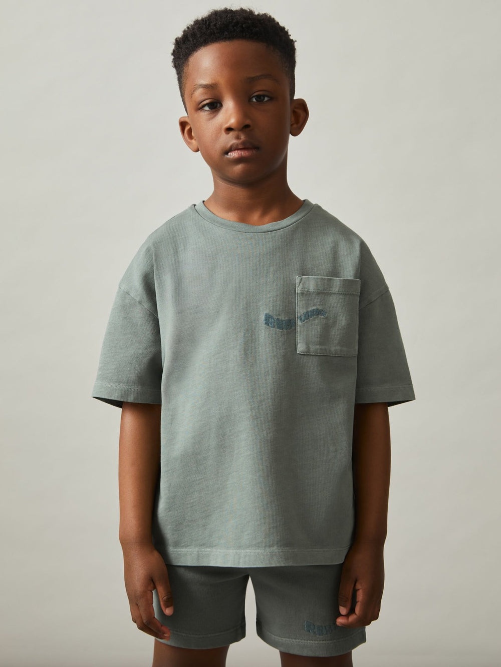 Children & Baby 13-14 yrs Cotton Palm-Embroidery Oversize T-Shirt in Washed Sage