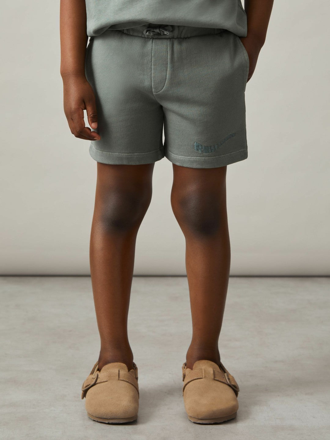 Children & Baby 3-9 yrs Cotton Brand-Embroidered Shorts in Washed Sage