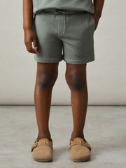 Children & Baby 3-9 yrs Cotton Brand-Embroidered Shorts in Washed Sage