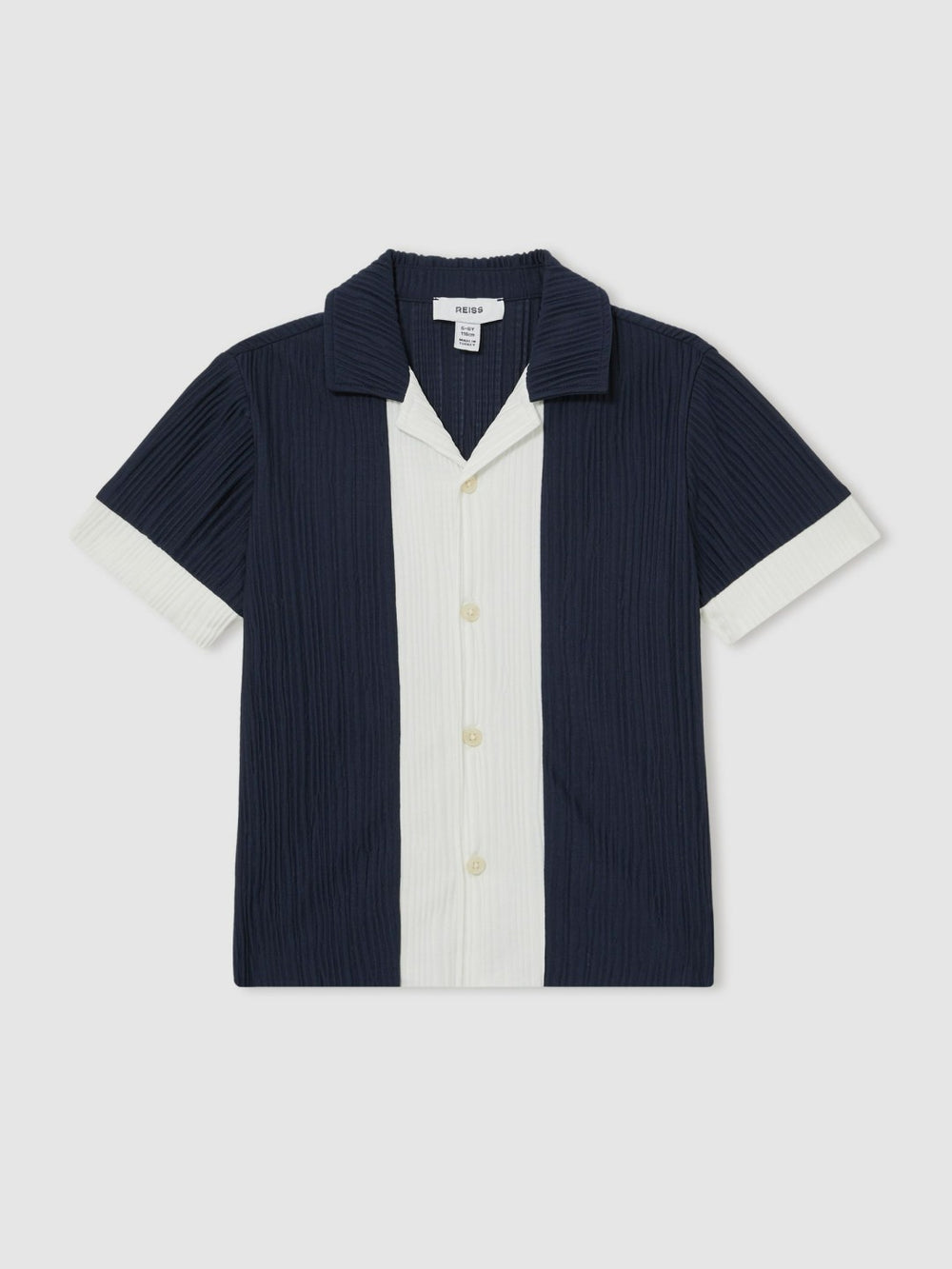 Children & Baby 9-13 yrs Plissé Colour-Block Shirt in Navy/White