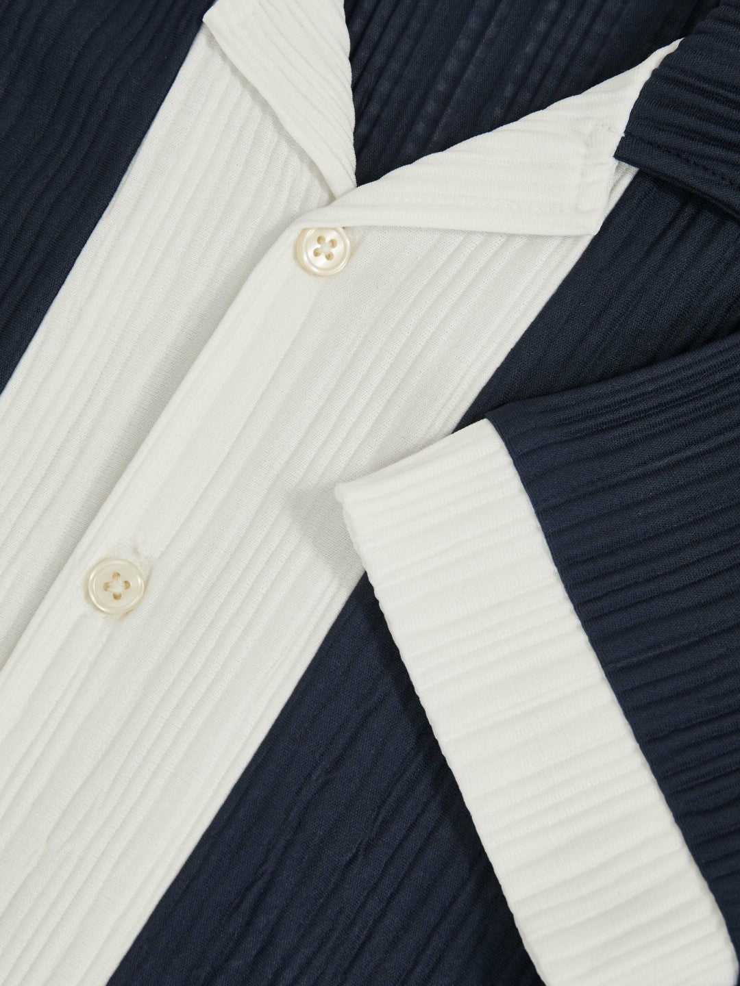 Children & Baby 9-13 yrs Plissé Colour-Block Shirt in Navy/White