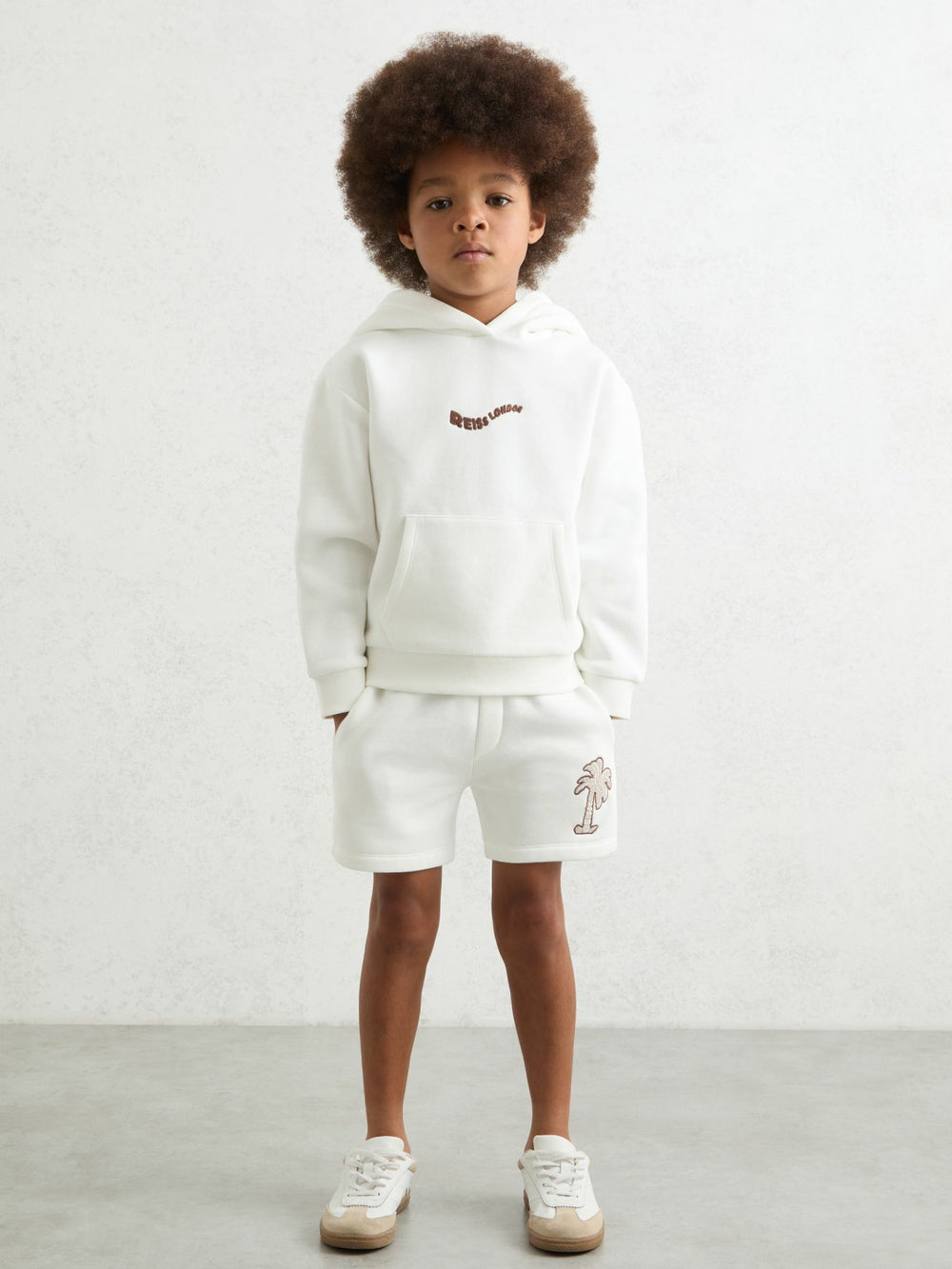 Children & Baby 9-13 yrs Cotton Blend Palm Embroidered Shorts in Off White