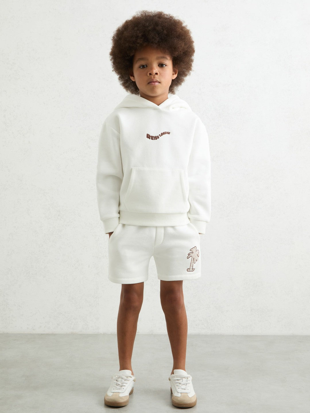 Children & Baby 9-13 yrs Cotton Blend Palm Embroidered Shorts in Off White