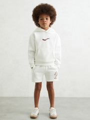 Children & Baby 9-13 yrs Cotton Blend Palm Embroidered Shorts in Off White