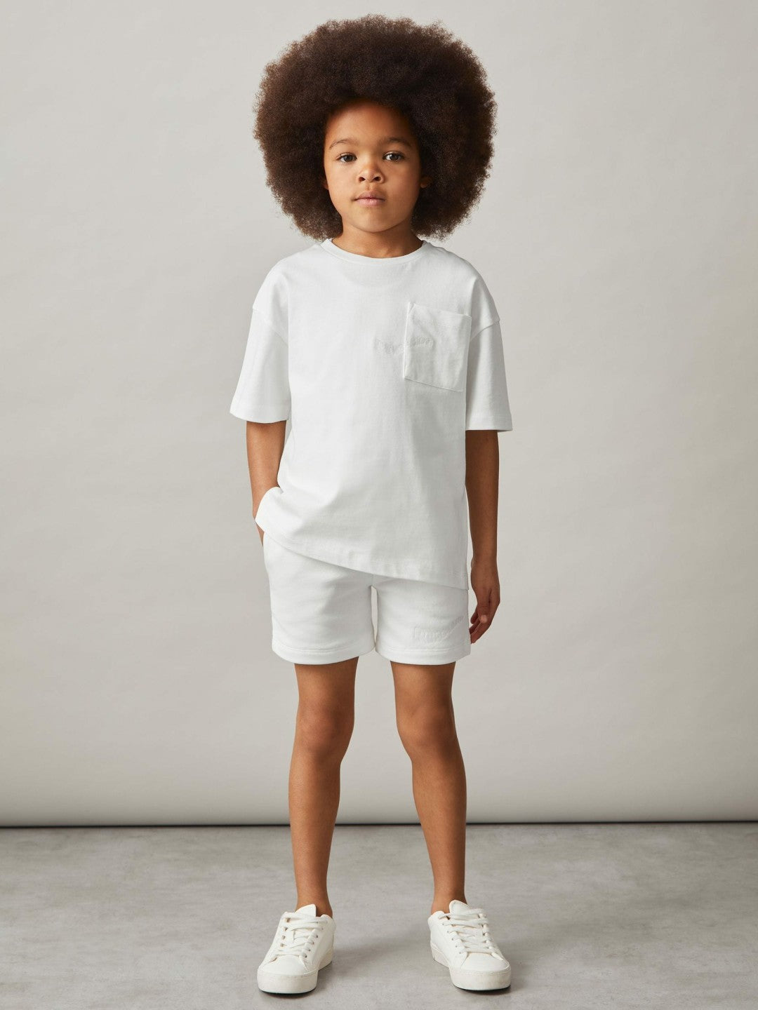 Children & Baby 9-13 yrs Cotton Palm-Embroidery Oversize T-Shirt in Off White