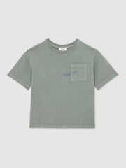 Children & Baby 9-13 yrs Cotton Palm-Embroidery Oversize T-Shirt in Washed Sage