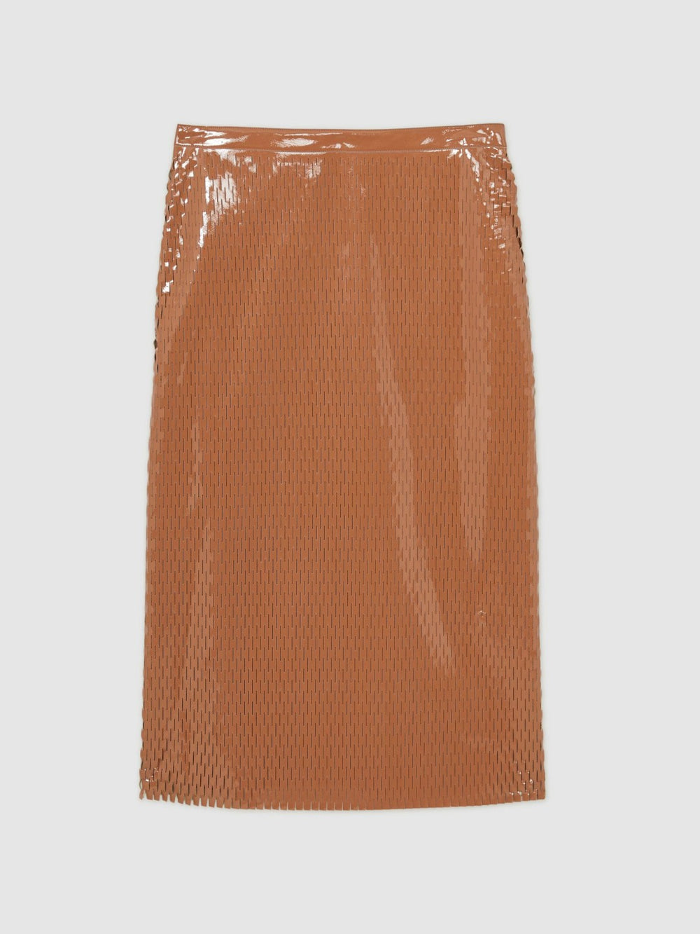 Women Atelier Laser-Cut Pencil Skirt in Tan