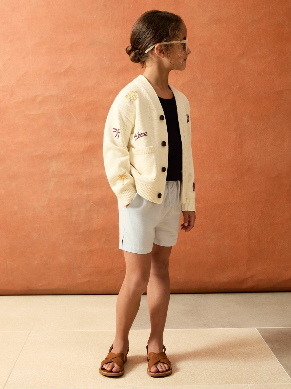 Children & Baby 4-9 yrs SmileyWorld Embroidery Cardigan Unisex Fit in Off White