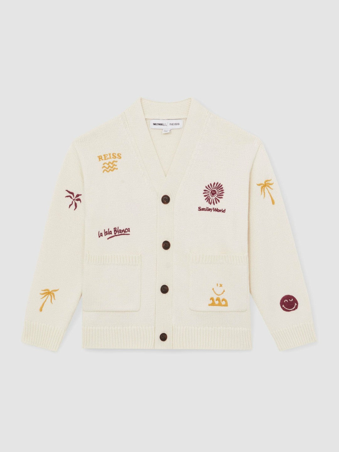 Children & Baby 4-9 yrs SmileyWorld Embroidery Cardigan Unisex Fit in Off White