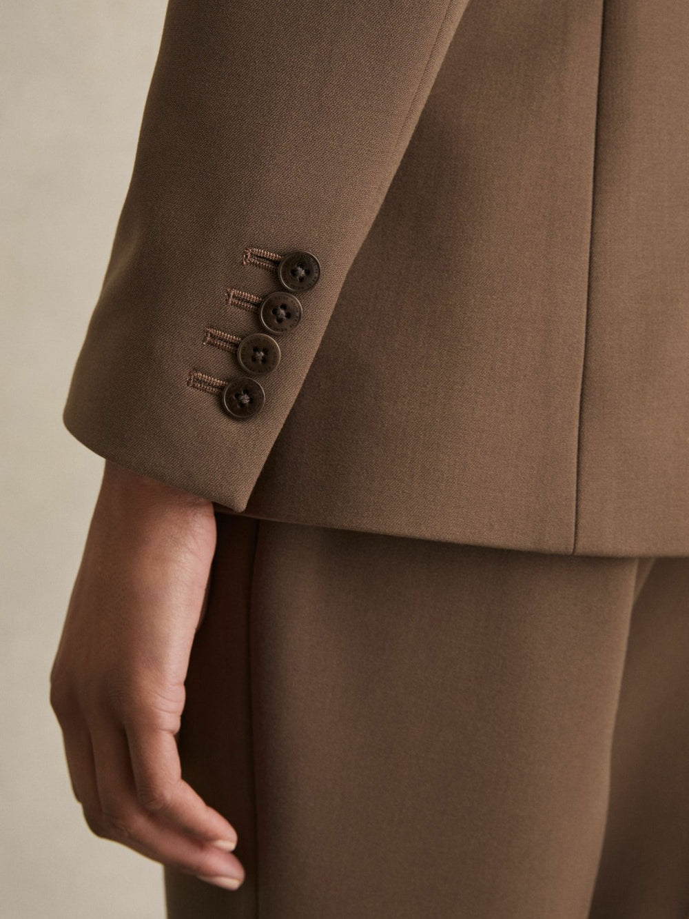 Women Petite Tailored Single Breasted Suit Blazer in Mink Neutral