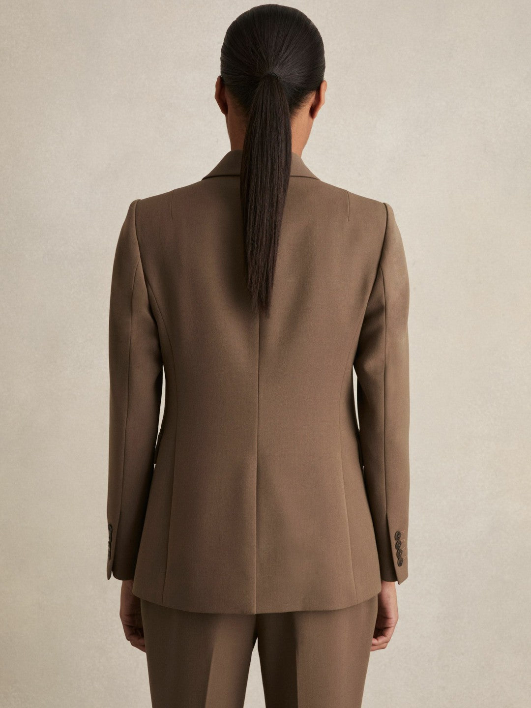 Women Petite Tailored Single Breasted Suit Blazer in Mink Neutral