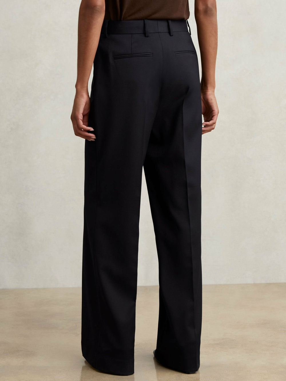 Women Wool-Blend Wide-Leg Suit Trousers in Navy