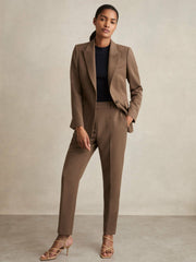 Women Petite Slim Fit Suit Trousers in Mink Neutral