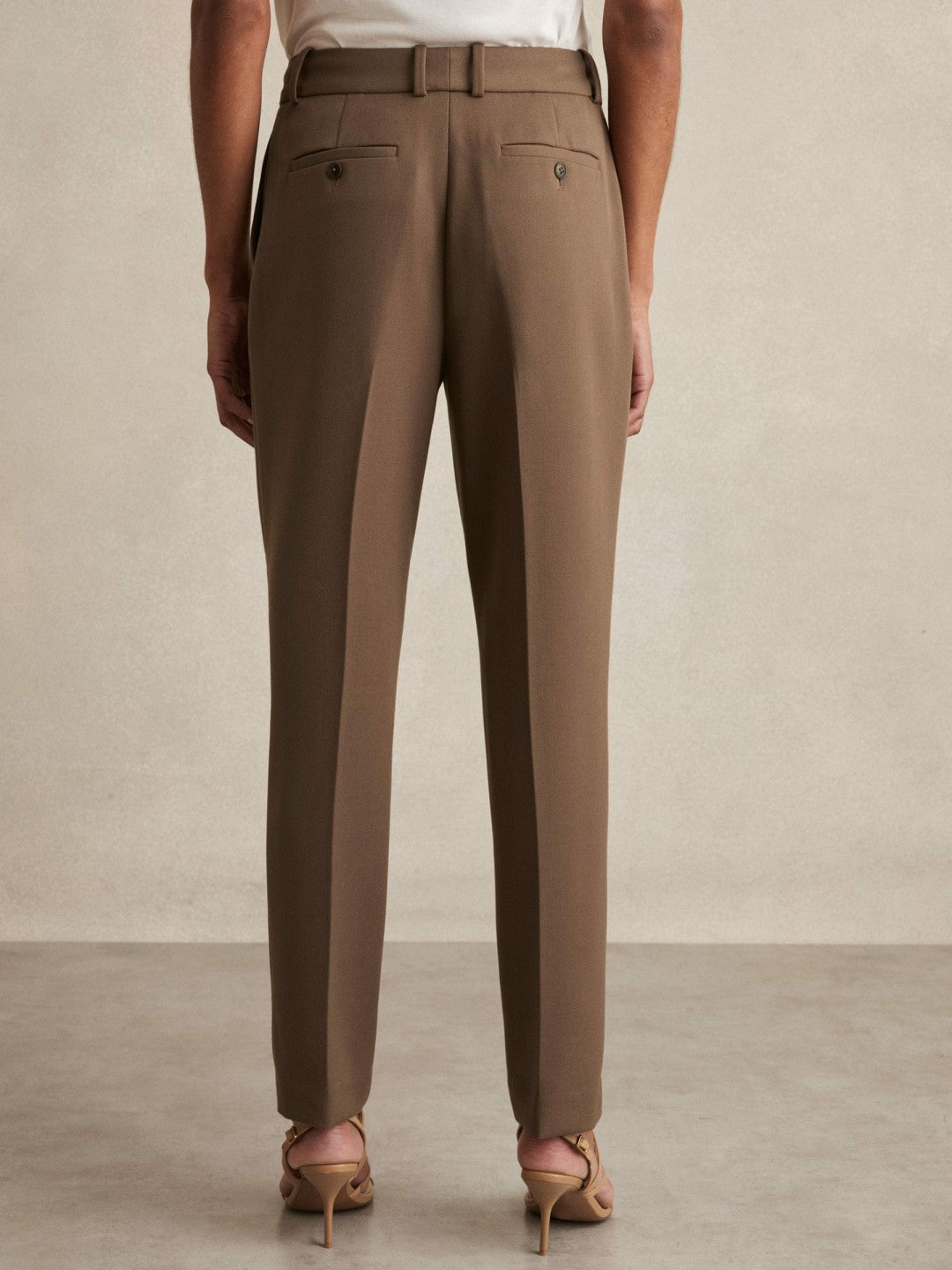 Women Petite Slim Fit Suit Trousers in Mink Neutral