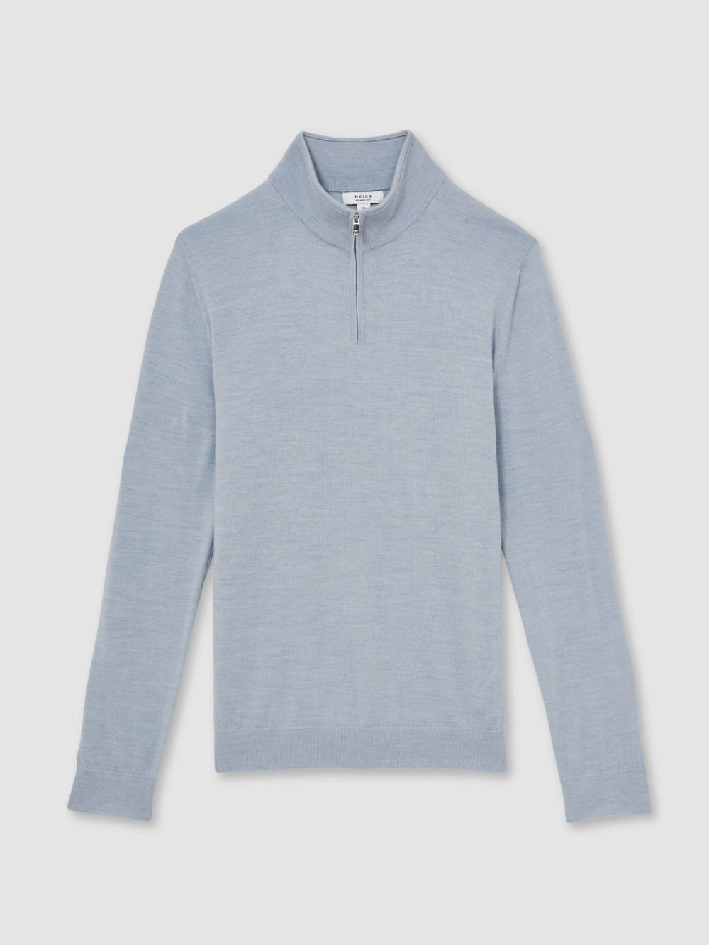 Men Merino Wool Half-Zip Jumper in Soft Blue