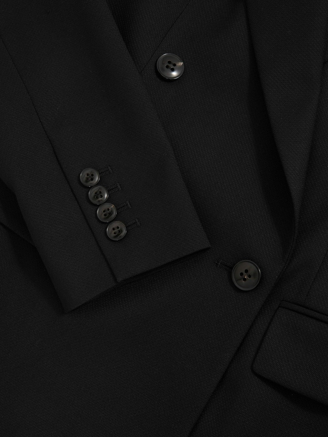 Women Petite Wool Blend Double Breasted Suit Blazer in Black