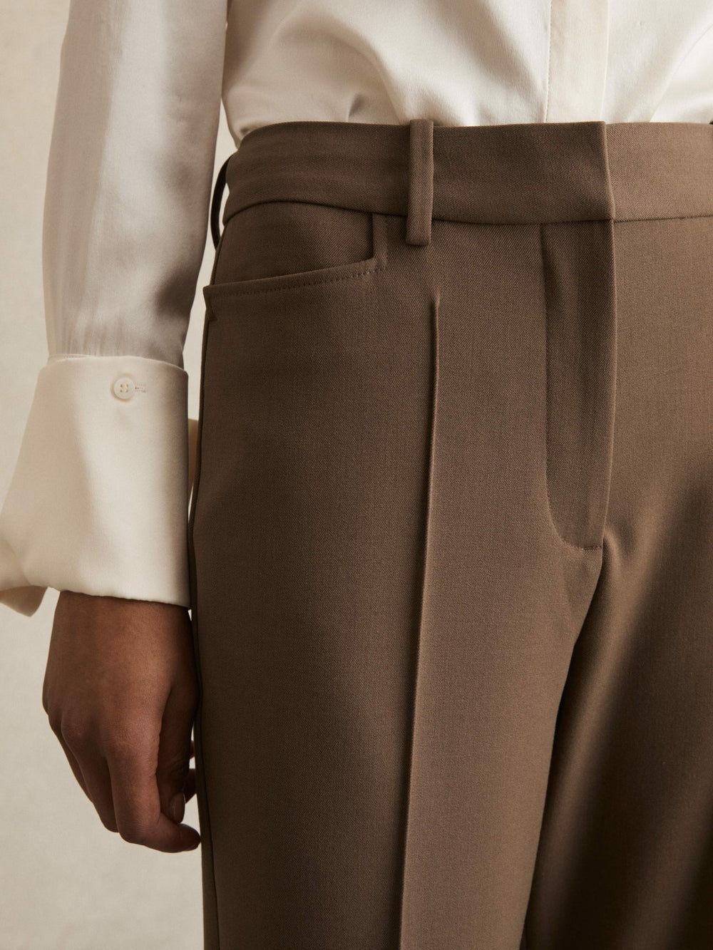 Women Flared Suit Trousers in Mink Neutral
