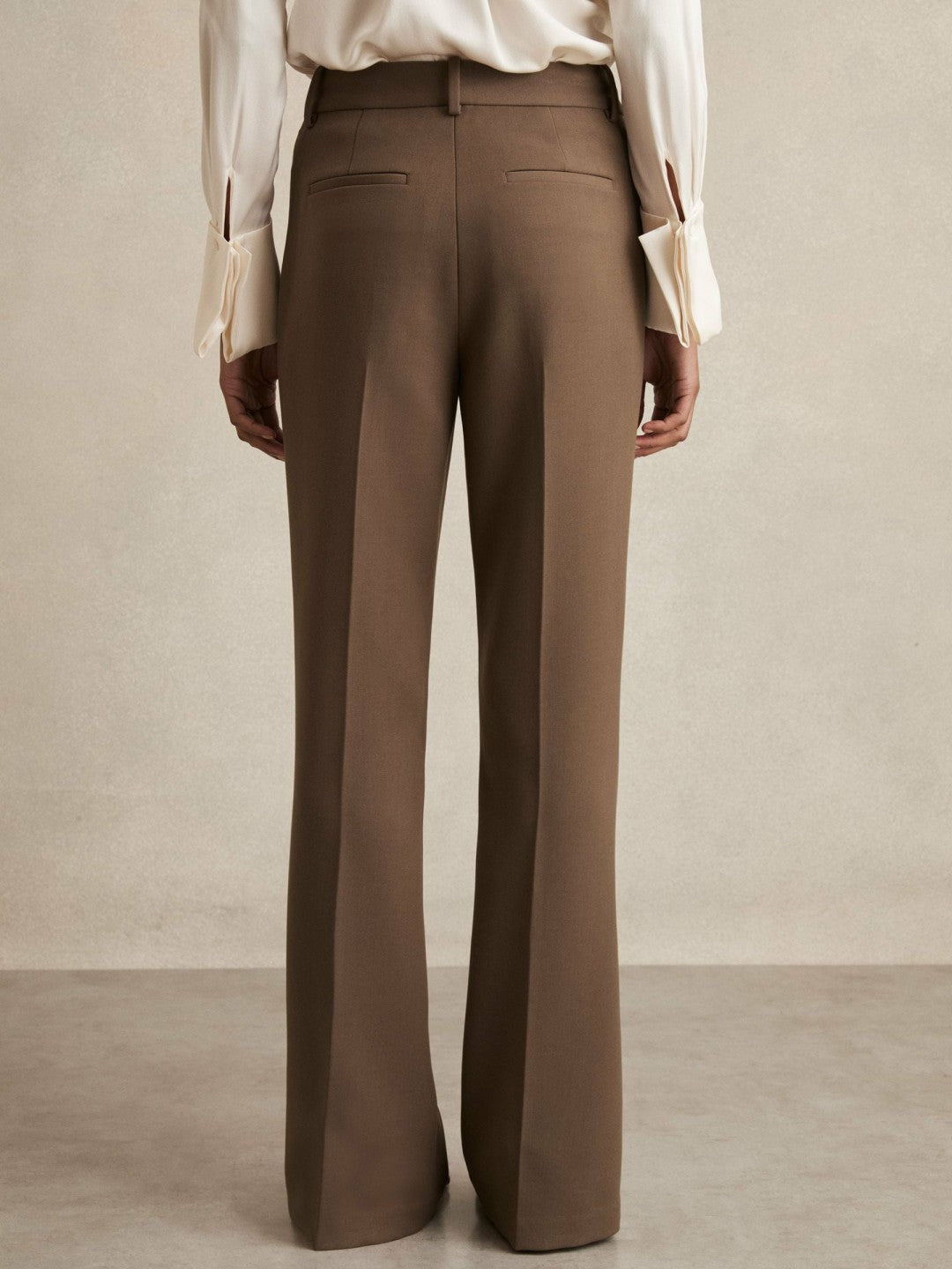 Women Flared Suit Trousers in Mink Neutral