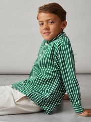 Children & Baby 9-13 yrs Cotton-Poplin Striped Oversize Shirt in Green/White