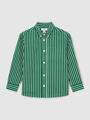 Children & Baby 9-13 yrs Cotton-Poplin Striped Oversize Shirt in Green/White