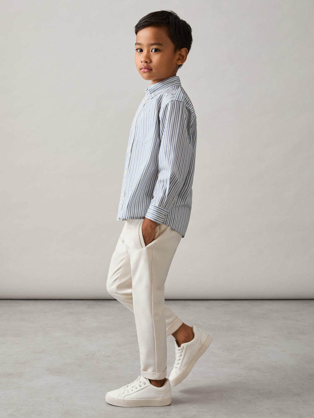 Children & Baby 9-13 yrs Cotton-Poplin Striped Oversize Shirt in Blue/White
